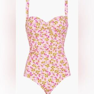 Betsey Johnson Bandeau Pink Floral One Piece Swimsuit NEW